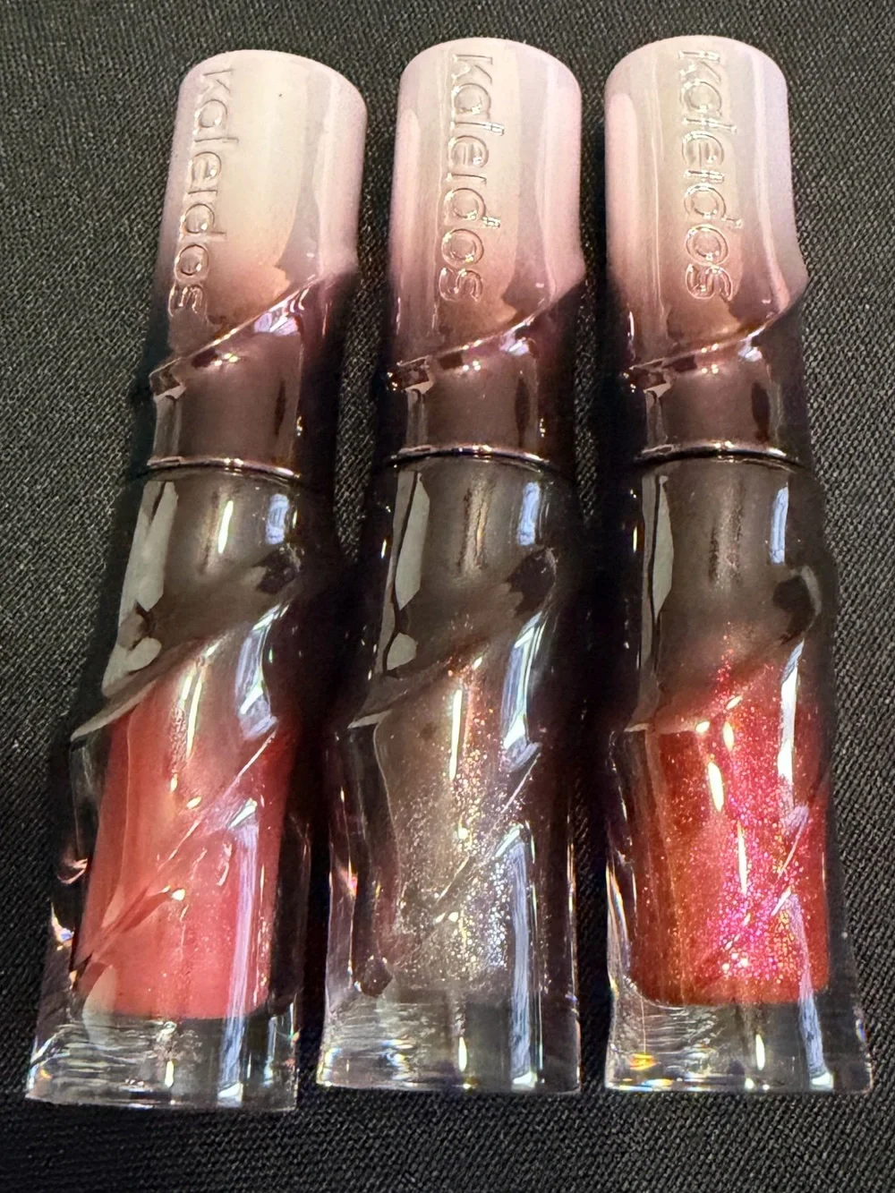 Kaleidos Trio Shimmery Lip Gloss Set  Freefall Pink Marlise Penthouse New FullSz